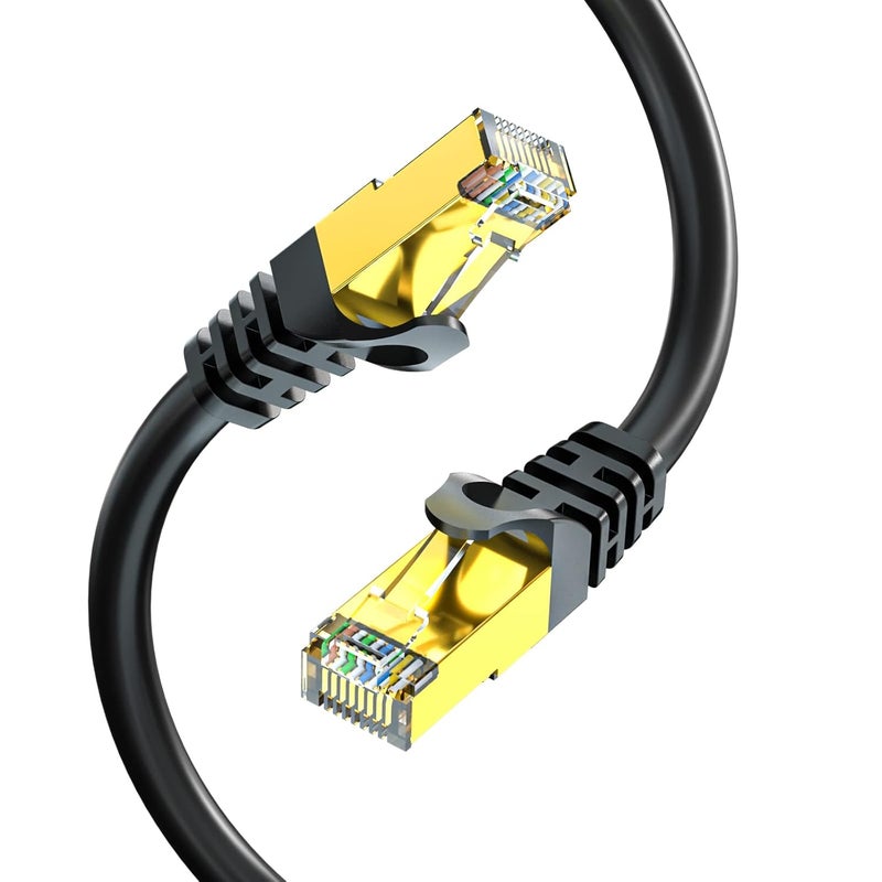 BIFALE Cat7 Ethernet Cable 200ft, Cat7 Outdoor Cable Triple Shielding SSTP 10Gbps 600MHz Ethernet Patch Cable for Modem Router LAN RJ45, UV/Water Proof, Direct Burial, PE Jacket - Image 1